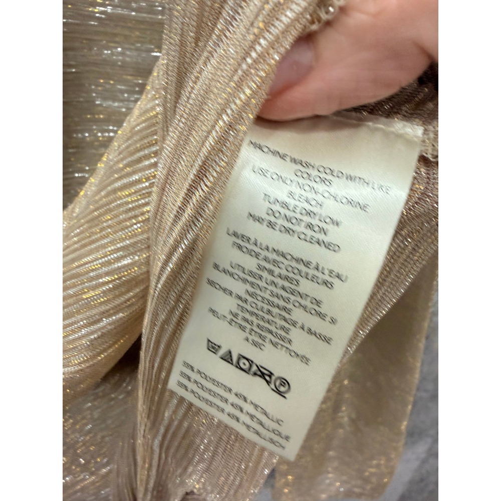 Anthropologie Top Women XL Gold Twisted Knot Metallic Long Sleeve Shimmer Sable - Picture 9 of 10